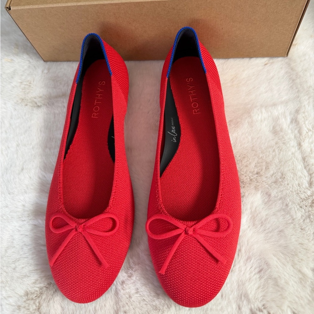 Rothy's  the Ballet Flats glamour-red with Blue Trim